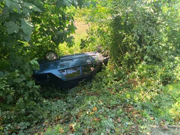 Karapürçek'te ağaçlık alana devrilen otomobilin sürücüsü yaralandı