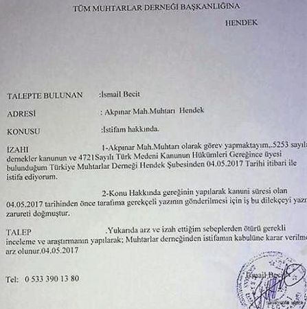 İsmail Becit İstifa Etti.