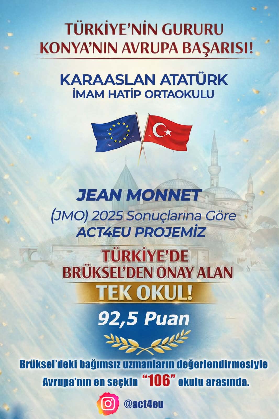 KONYA 'DAN BRÜKSEL'E UZANAN BÜYÜK BAŞARI