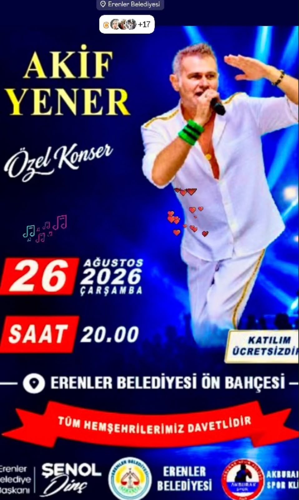 Akif Yener'den özel konser 26 Ağustos saat 20:00 de