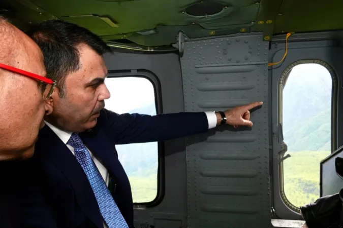 Bakan Kurum Bursa'yı havadan denetledi, talimatları verdi