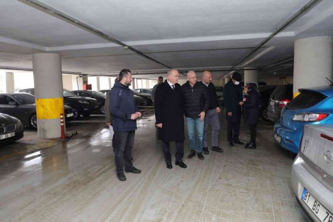 Başkan Özlü, terminal ve katlı otoparkta incelemede bulundu