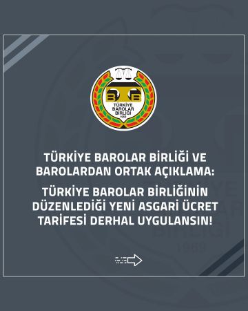 Avukatlık Asgari Ücret Tarifesi'nin güncellenmesine ilişkin barodan açıklama