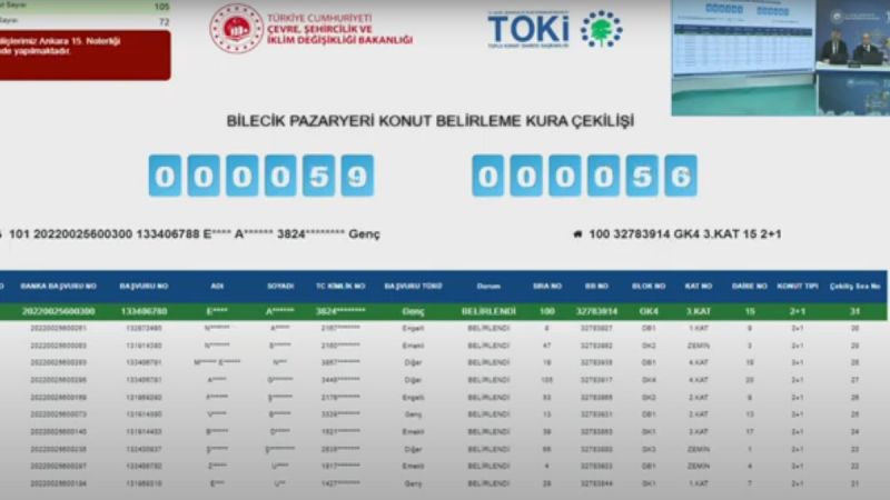 Pazaryeri TOKİ’de kuralar çekildi 