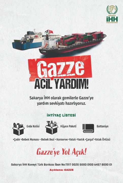 Sakarya İHH dan Gazzeye Acil Yardım Seferberliği