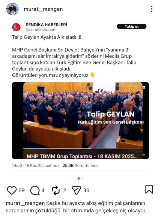 ALKAŞ’TAN MENGENE :MÜKTESABATIN KİFAYET ETMEZ.SENDİKAL FAALİYETLERİNLE İLGİLEN