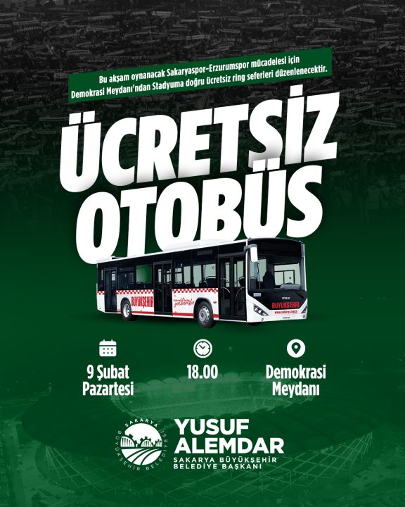 Büyükşehir’den Sakaryaspor maçı için ücretsiz ring seferi