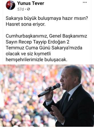 Tever duyurdu Cumhurbaşkanı Tayyip Erdoğan Sakarya'da
