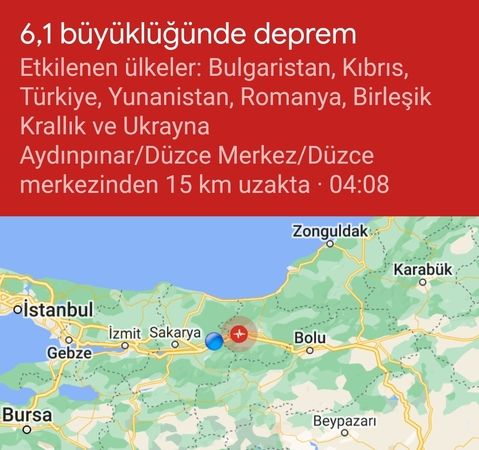 Düzce Gölyaka merkezli 6.0 şiddetinde deprem 