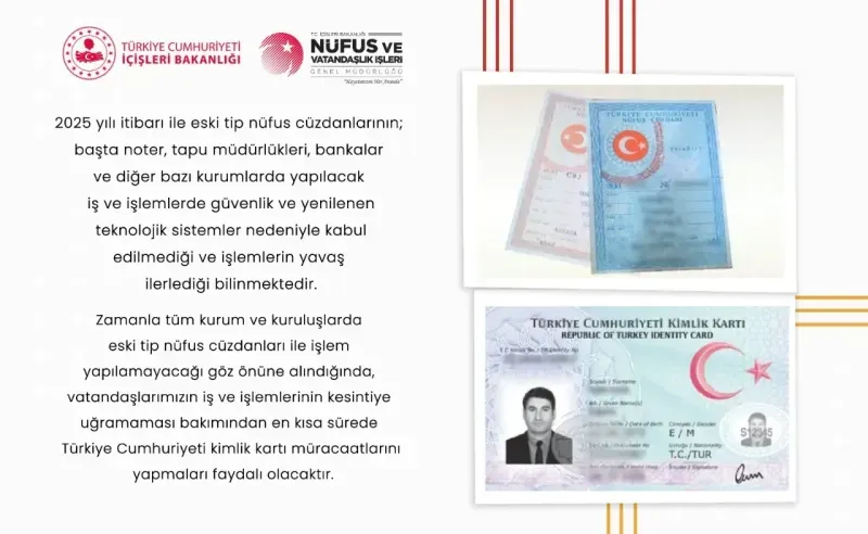 Eski nüfus cüzdanlarının değiştirilmesi uyarısı