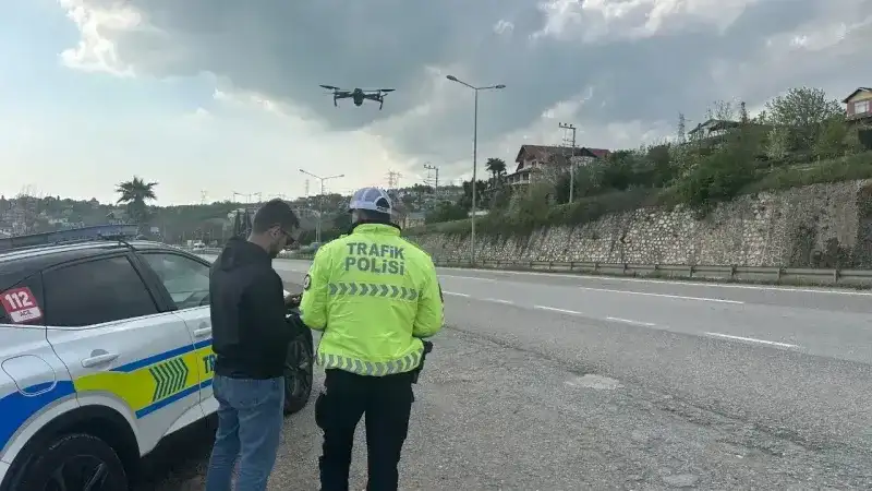 Sakarya'da Drone ile Havadan Trafik Denetimi