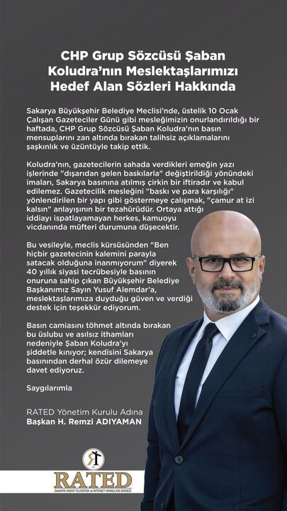  Adıyaman'dan CHP Grup Sözcüsünün Meslektaşlarımızı Hedef Alan Sözleri Hakkında açıklama