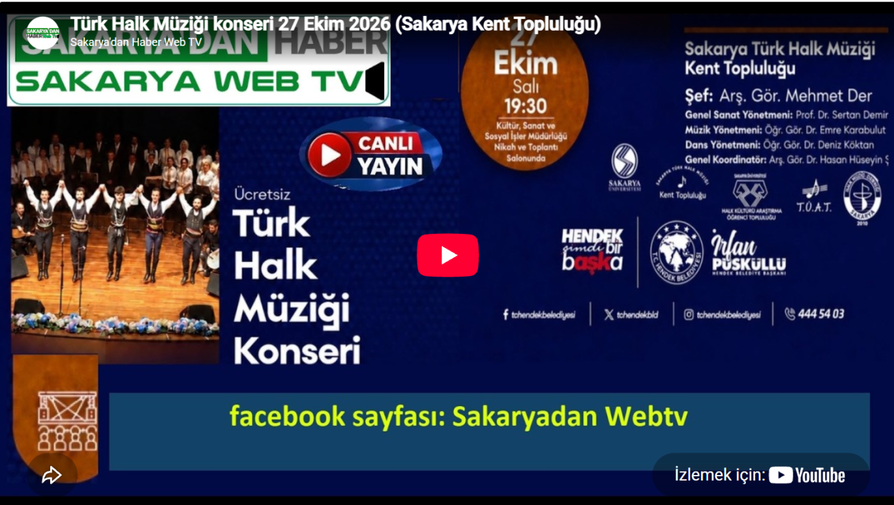 Türk Halk Müziği konseri 27 Ekim 2026 (Sakarya Kent Topluluğu)